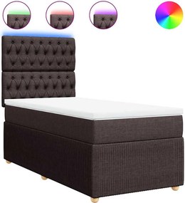 vidaXL Κρεβάτι Boxspring με Στρώμα Σκούρο Καφέ 80x200 εκ. Υφασμάτινο