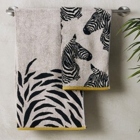Πετσέτες Zaza (Σετ 2τμχ) Ecru- Black Kentia Σετ Πετσέτες 70x140cm 100% Cotton