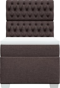 vidaXL Κρεβάτι Boxspring με Στρώμα Σκούρο Καφέ 100x200 εκ. Υφασμάτινο