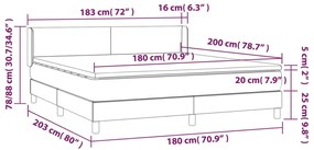 Κρεβάτι Boxspring με Στρώμα Ανοιχτό Γκρι 180x200 εκ. Βελούδινο - Γκρι