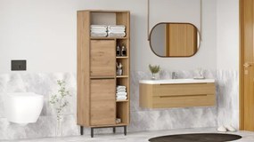 Stewehome Ντουλάπι Μπάνιου MDF με Μεταλλικά Πόδια δρυς 161.6x60x35.5 cm