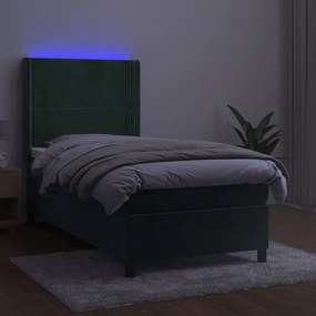 ΚΡΕΒΑΤΙ BOXSPRING ΜΕ ΣΤΡΩΜΑ &amp; LED ΣΚ. ΠΡΑΣΙΝΟ 90X190 ΕΚ ΒΕΛΟΥΔΟ 3139478