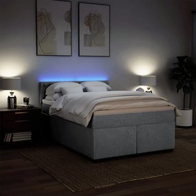 vidaXL Κρεβάτι Boxspring με Στρώμα Ανοιχτό Γκρι 140x190 εκ. Υφασμάτινο