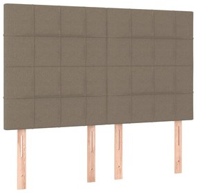 vidaXL Κρεβάτι Boxspring με Στρώμα &amp; LED Taupe 140x190 εκ. Υφασμάτινο