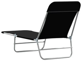 vidaXL Ξαπλώστρες Πτυσσόμενες 2 τεμ. Μαύρες από Ατσάλι / Ύφασμα