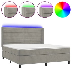 ΚΡΕΒΑΤΙ BOXSPRING ΜΕ ΣΤΡΩΜΑ &amp; LED ΑΝ.ΓΚΡΙ 160X200 ΕΚ. ΒΕΛΟΥΔΙΝΟ 3139631