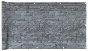 Περίφραξη Μπαλκονιού Σχέδιο Ledge Stone Γκρι 600x90 εκ. PVC - Γκρι