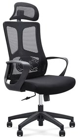 WOODWELL BF8600 Πολυθρόνα Γραφείου Διευθυντή, Mesh Μαύρο, Ύφασμα Μαύρο 68x68x124/134cm ΕΟ619,1