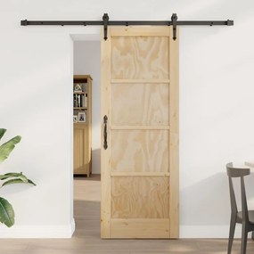 vidaXL Συρόμενη Πόρτα  με Σετ Εξαρτημάτων 73.5x198.5 εκ. Στερεό Ξύλο Πεύκου