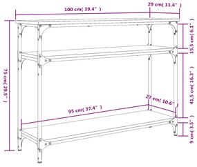 Τραπέζι Κονσόλα Sonoma Δρυς 100x29x75 εκ. Επεξεργασμένο Ξύλο - Καφέ