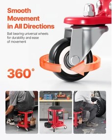 VEVOR Rolling Mechanic Stool Garage Seat 300 lbs Load with Wheels &amp; Storage