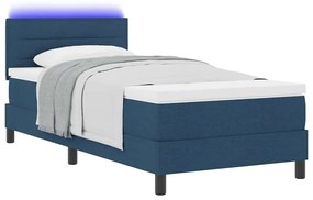 vidaXL Κρεβάτι με ελατήρια με στρώμα Μπλε 90 x 200 cm ύφασμα