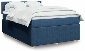 vidaXL Κρεβάτι Boxspring με Στρώμα Μπλε 140x190 εκ. Υφασμάτινο