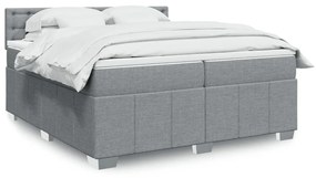 Κρεβάτι Boxspring με Στρώμα Ανοιχτό Γκρι 200x200 εκ. Υφασμάτινο - Γκρι