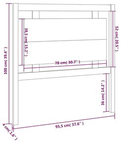 vidaXL Κεφαλάρι Κρεβατιού Μελί 95,5x4x100 εκ. από Μασίφ Ξύλο Πεύκου