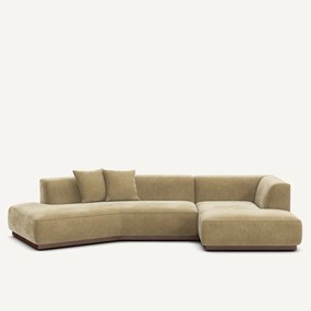 Ανοιχτός γωνιακός καναπές δεξιός σε βελούδο stonewashed, JACOPO