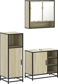vidaXL Σετ Επίπλων Μπάνιου 3 Τεμαχίων Sonoma Δρυς Επεξεργασμένο Ξύλο