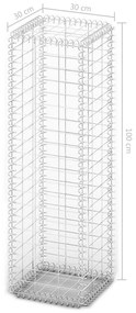 Συρματοκιβώτιο 100 x 30 x 30 εκ. Γαλβανισμένο Σύρμα με Καπάκια  - Ασήμι