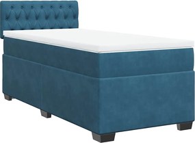 vidaXL Κρεβάτι Boxspring με Στρώμα Μπλε 80 x 200 εκ. Βελούδινο