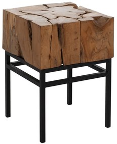 Τραπεζάκι Βοηθητικό HM9353 38x38x55cm Από Μασίφ Ξύλο Natural Τeak Metal,Wood