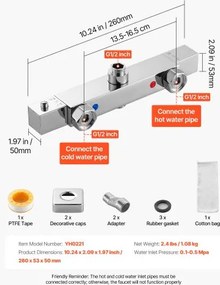 VEVOR Thermostatic Shower Faucet Valve Hot Cold Water Temperature Control Valve