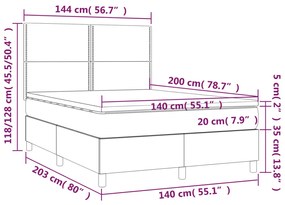 ΚΡΕΒΑΤΙ BOXSPRING ΜΕ ΣΤΡΩΜΑ &amp; LED ΓΚΡΙ 140X200 ΕΚ. ΣΥΝΘ. ΔΕΡΜΑ 3135889