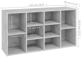 Παπουτσοθήκη Γκρι Σκυροδέματος 103x30x54,5 εκ. από Επεξ. Ξύλο - Γκρι