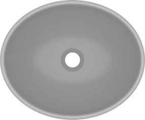 vidaXL Νιπτήρας Πολυτελής Οβάλ Ανοιχτό Γκρι Ματ 40 x 33 εκ. Κεραμικός