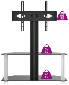 vidaXL Βάση Τηλεόρασης Γωνιακή 2 Επιπέδων για 32-70 Ιντσών Μαύρη/Ασημί