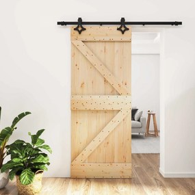 vidaXL Συρόμενη Πόρτα Φυσικό και Μαύρο 85 x 210 cm