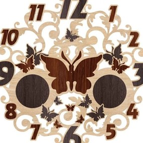 Intra απο ξύλο plywood 3mm-4mm πάχος – ξύλο ρολόι τοίχου Floral Butterfly 12x15 cm INTRAVECTRY-MY557997