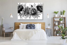 Φωτογραφίστε τον γοητευτικό συνδυασμό λουλουδιών και φύλλων σε μαύρο και άσπρο