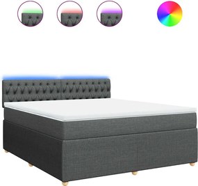 vidaXL Κρεβάτι Boxspring με Στρώμα Σκούρο Γκρι 180x200 εκ Υφασμάτιν