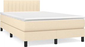 vidaXL Κρεβάτι Boxspring με Στρώμα &amp; LED Κρεμ 120x190 εκ. Υφασμάτινο
