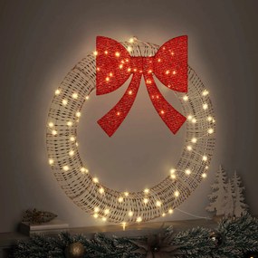 vidaXL Στεφάνι με 80 LED Θερμό λευκό 91 x 91 x 9 εκ PET