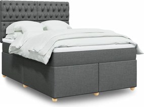 vidaXL Κρεβάτι Boxspring με Στρώμα Σκούρο Γκρι 140x200 εκ Υφασμάτινο