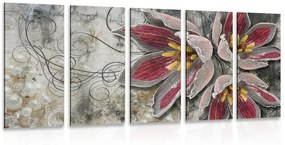 5 μέρη εικόνα λουλούδια με πέρλες - 100x50