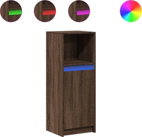 vidaXL Ντουλάπι με Φώτα LED Καφέ Δρυς 38x34x100 εκ. Επεξεργασμένο Ξύλο