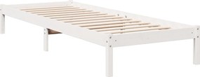 vidaXL Πλαίσιο Κρεβατιού Μακρύ Χωρ. Στρώμα Λευκό 80x220 εκ Μασίφ Πεύκο