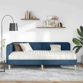vidaXL Κρεβάτι Γωνίας Μπλε 90 x 190 cm ύφασμα