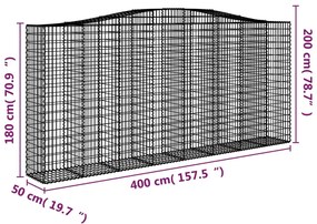 vidaXL Συρματοκιβώτια Τοξωτά 10 τεμ. 400x50x180/200 εκ. Γαλβαν. Ατσάλι