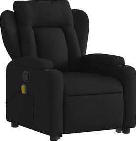 vidaXL Πολυθρόνα Μασάζ Ανακλινόμενη με Ανύψωση Μαύρη Υφασμάτινη