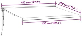 Τέντα Πτυσσόμενη Αυτόματη Μπορντό 450x300 εκ. - Κόκκινο