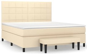 vidaXL Κρεβάτι Boxspring με Στρώμα Κρεμ 180x200 εκ. Υφασμάτινο