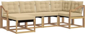 vidaXL Σειρά Καναπέ Εξωτερικού με μαξιλάρι 6 pcs Λευκό και Μπεζ