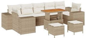 vidaXL Σετ Καναπέ Κήπου με μαξιλάρι με μαξιλάρι 10 pcs Μπεζ και Κρέμα