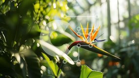 Intra Συλλεκτικό Ξύλινο Παζλ Plywood  4mm - Λουλούδι Bird of Paradise σε καταπράσινο φύλλωμα Σε Ξύλινο Κουτί - Διαστάσεις: 10x10 cm – 25 κομμάτια