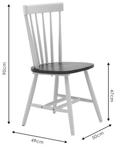 Καρέκλα Larus φυσικό ξύλo rubberwood ανθρακί-λευκό 50x49x90εκ.