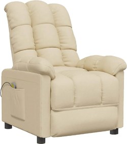 vidaXL Πολυθρόνα Μασάζ Κρεμ Υφασμάτινη