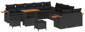 Σετ Καναπέ Κήπου με μαξιλάρι 17 pcs Μαύρο συνθετικό ρατάν